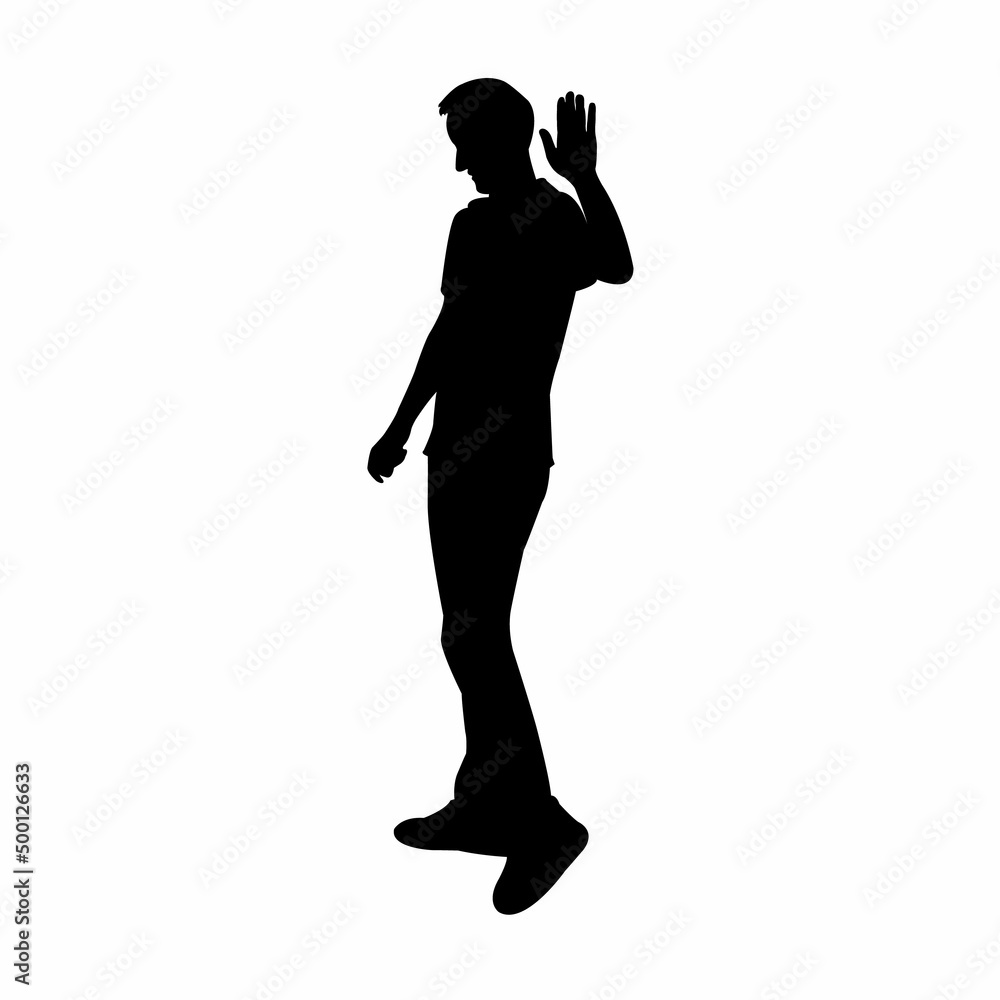 a man waving , body silhouette vector