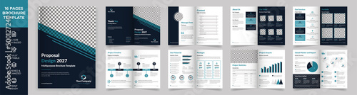 16-page Multipurpose Brochure template, simple style and modern layout, Elements of infographics for Business Proposal, Presentations, Annual report, Company Profile, Corporate report, advertising