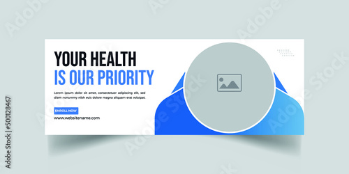 Medical Healthcare Facebook Cover Design and Wed Banner Template  With Gradient Color 