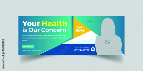 Medical Healthcare Facebook Cover Design and Wed Banner Template  With Gradient Color 