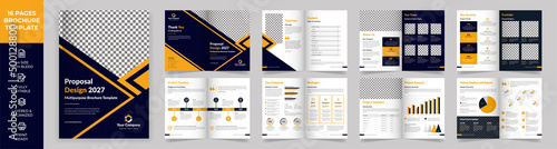 16-page Multipurpose Brochure template, simple style and modern layout, Elements of infographics for Business Proposal, Presentations, Annual report, Company Profile, Corporate report, advertising