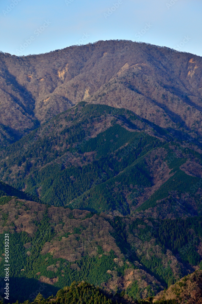 丹沢の大山三峰山より日本百名山の丹沢山を望む
