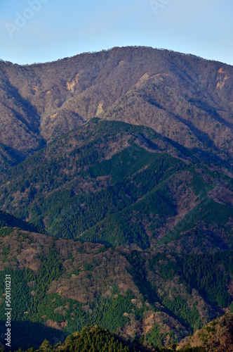 丹沢の大山三峰山より日本百名山の丹沢山を望む 