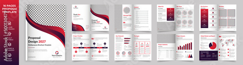 16-page Multipurpose Brochure template, simple style and modern layout, Elements of infographics for Business Proposal, Presentations, Annual report, Company Profile, Corporate report, advertising
