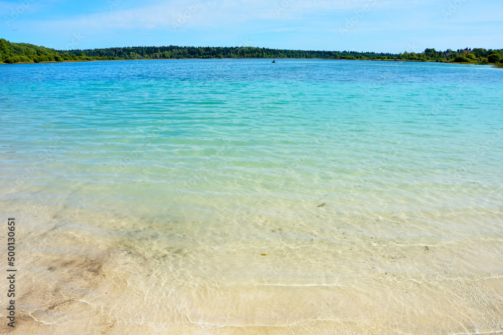 Russian Maldives - lake (quarry) Donzo in the Leningrad region of St. Petersburg, Russia. The purest water, the source of the Oredezh River
