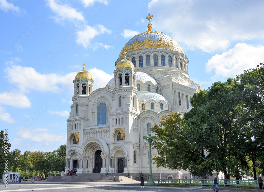Orthodox cathedral of St. Nicholas in town Kronshtadt, Russia. Second name of cathedral is 
