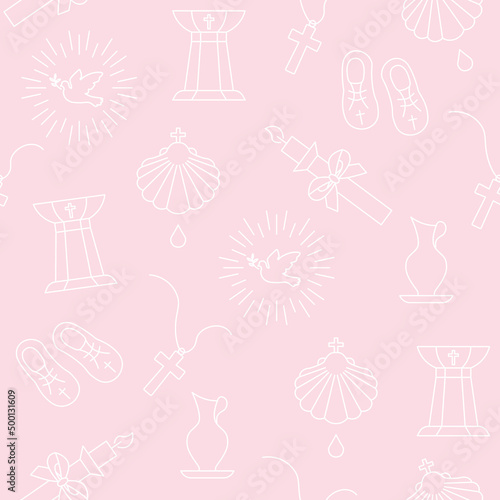 seamless pattern with baptism related icons- vector illustration