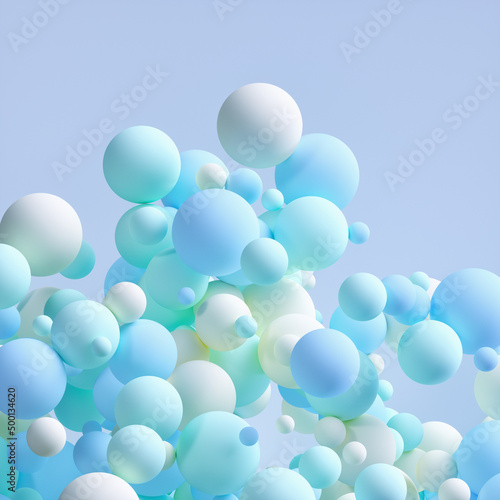 3D render Abstract circle background, combination of harmonious circles in pastel tones.