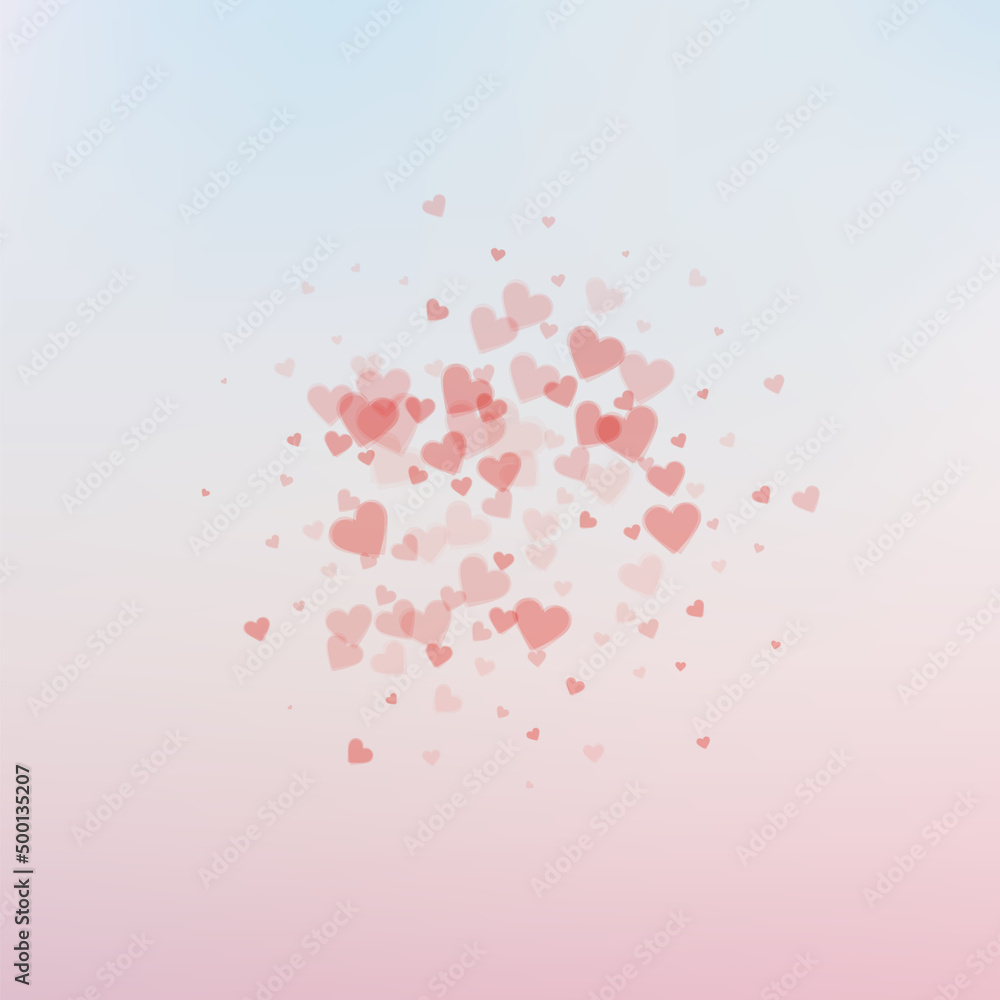 Red heart love confettis. Valentine's day explosio