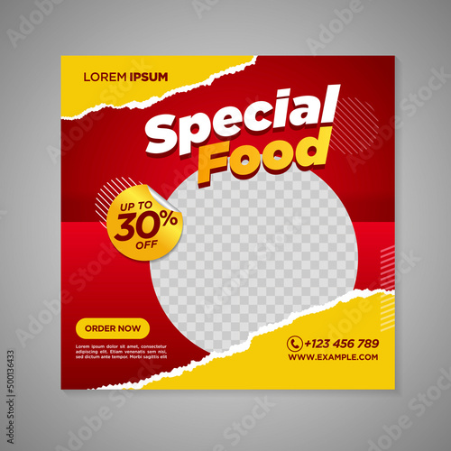 Restaurant food social media banner post design template	