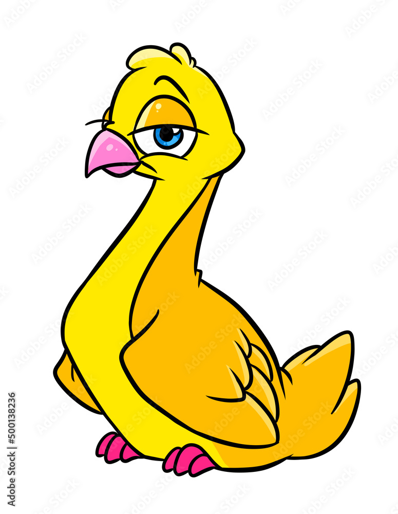 Fototapeta premium yellow bird character animal cartoon illustration
