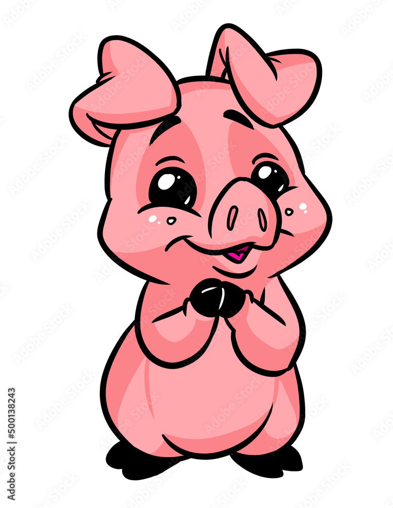 Little kind pig cartoon illustration Little kind pig cartoon illustration