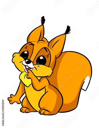 Little cute squirrel animal character cartoon illustration