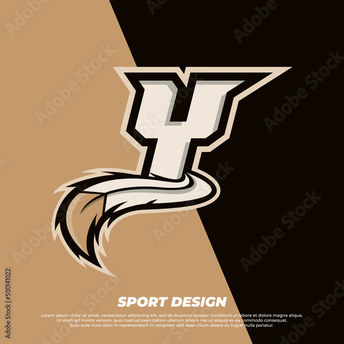 Letter Y esport design template with indian fur style, gamer and sport logo illustration