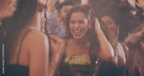 The weekend is for indulging your wild side. 4k video footage of young women dancing together at a party.