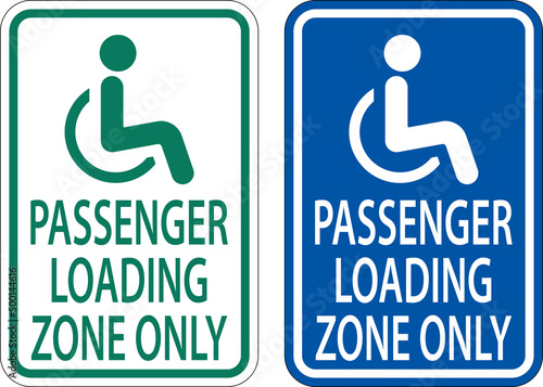 Passenger Loading Zone Sign On White Background