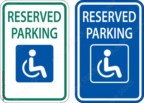 Accessible Reserved Parking Sign On White Background