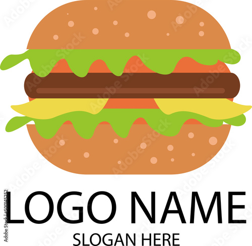 burger logo vector. burger icon with cutlet  lettuce  tomato  cheese