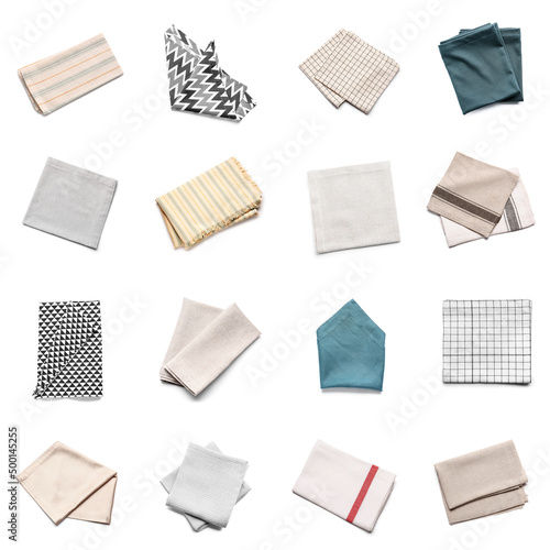 Set of napkins isolated on white photo