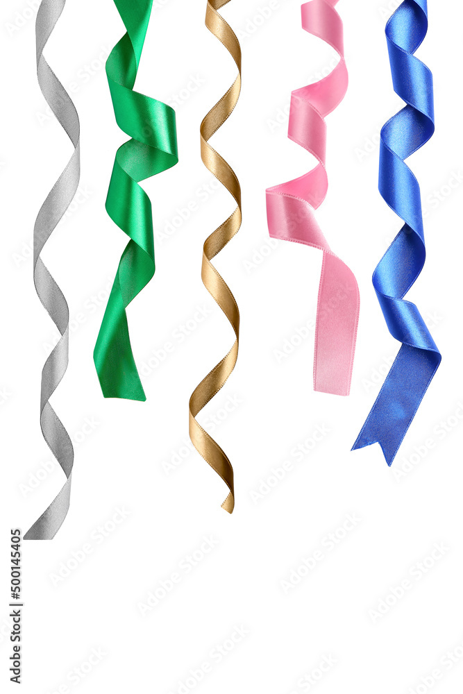 Set of beautiful colorful ribbons isolated on white Set of beautiful colorful ribbons isolated on white