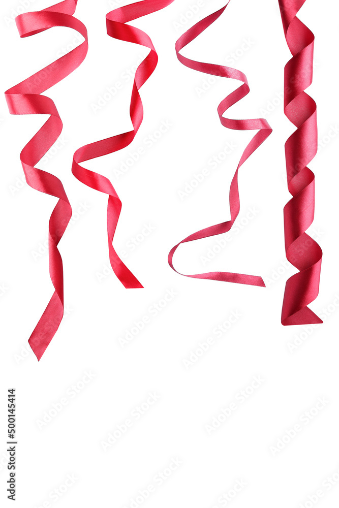 Set of beautiful red ribbons isolated on white Set of beautiful red ribbons isolated on white
