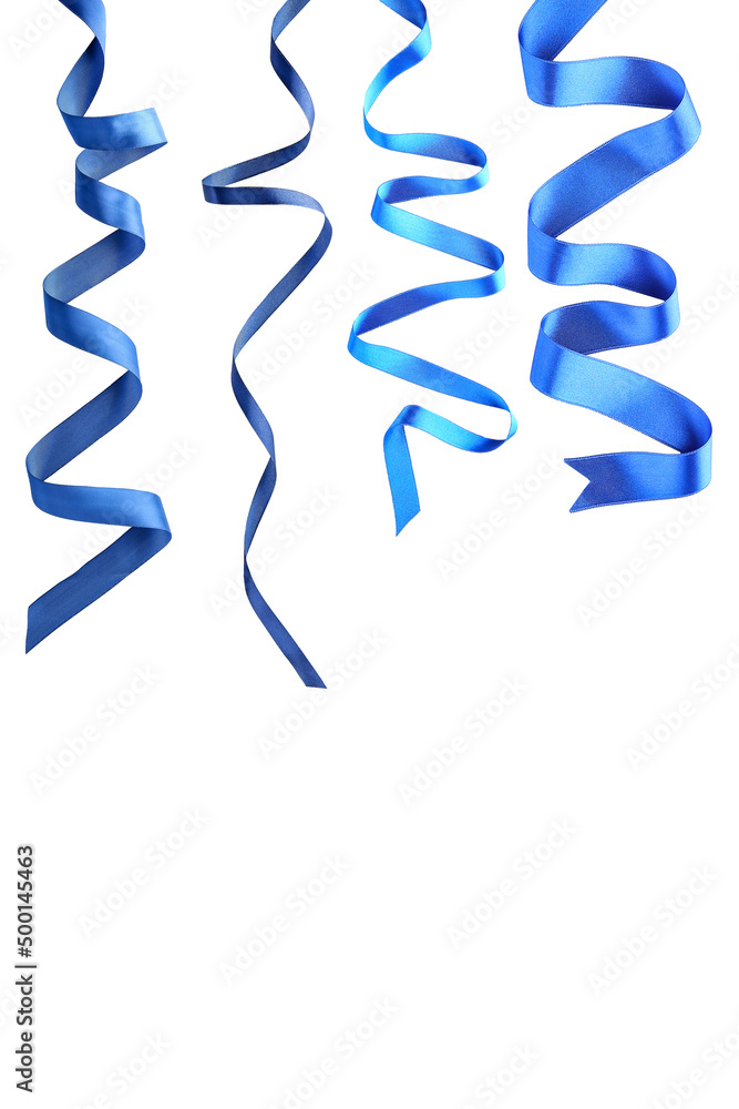 Set of beautiful blue ribbons isolated on white Set of beautiful blue ribbons isolated on white