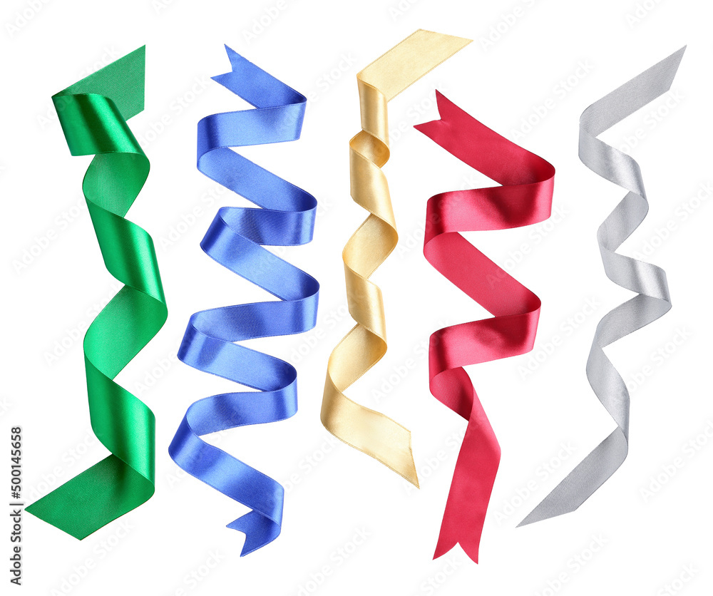 Set of beautiful colorful ribbons isolated on white Set of beautiful colorful ribbons isolated on white