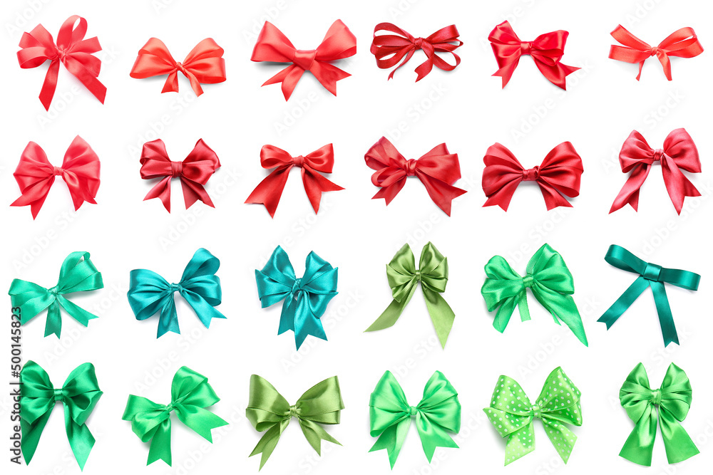 Obraz premium Set of beautiful colorful bows isolated on white