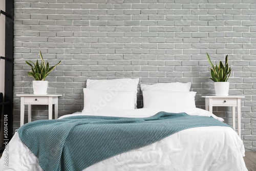 Comfortable bed, nightstand...