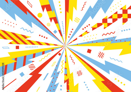 レトロ幾何学模様　集中線背景