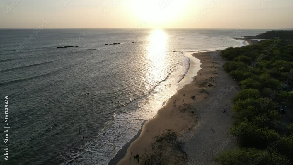People on beach coast above drone top view People on beach coast above drone top view