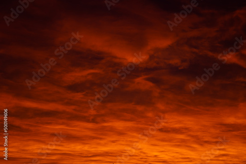 Cloudscape view at sunset or sunrise. Hell concept idea © senerdagasan