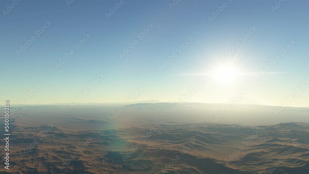 Misty Alien Planet. The rocky desert is covered with thick fog Misty Alien Planet. The rocky desert is covered with thick fog