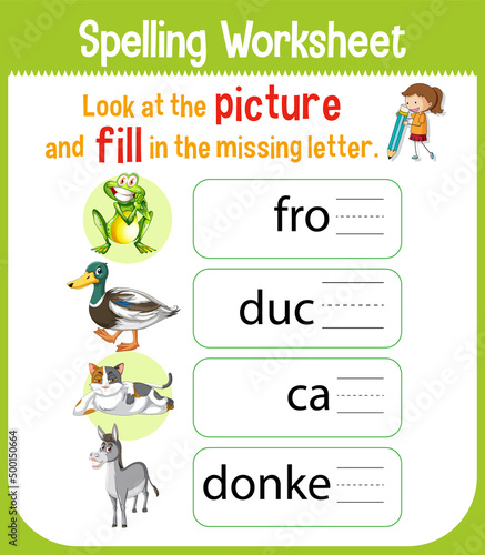Worksheet design for spelling words
