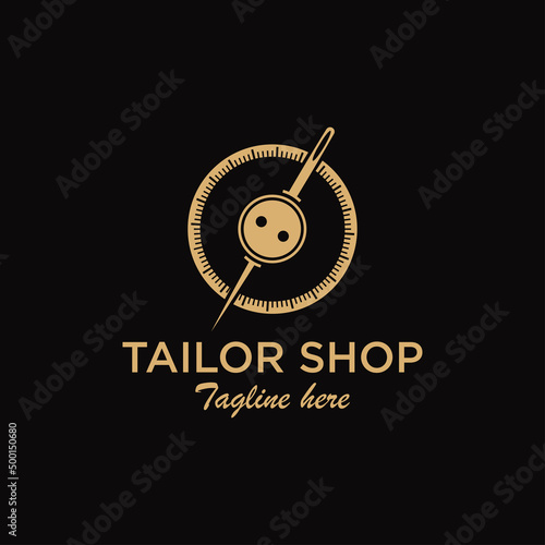 Tailor Shop Logo Template. Simple and Elegant Tailor Logo with Sewing Needle