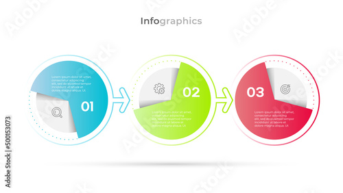 Business infographic template with 3 steps. Vector illustration. Can be used for workflow diagram, info chart, web design.