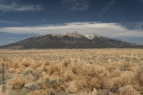Colorado Mountains and Fence with Grass
