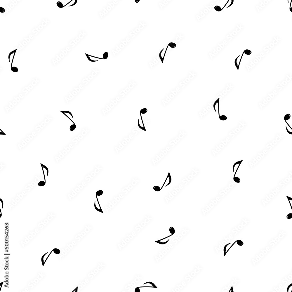 Music note doodle drawn pattern. Hand drawn sketch musical note seamless background. Melody symbol, black shape pattern vector illustration. Music note doodle drawn pattern. Hand drawn sketch musical note seamless background. Melody symbol, black shape pattern vector illustration.