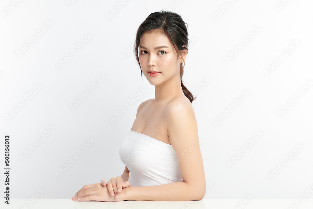 Beautiful young asian woman with clean fresh skin on white background, Face care, Facial treatment, Cosmetology, beauty and spa, Asian women portrait. Beautiful young asian woman with clean fresh skin on white background, Face care, Facial treatment, Cosmetology, beauty and spa, Asian women portrait.
