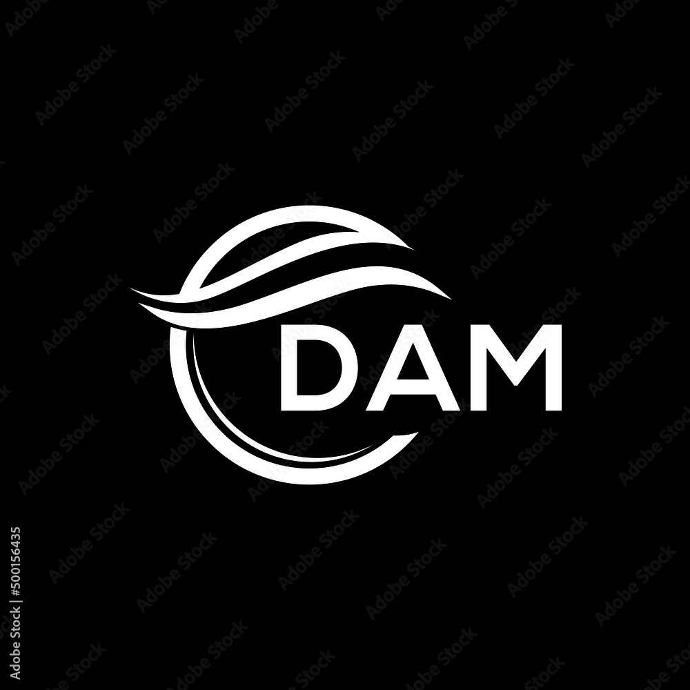 DAM letter logo design on black background. DAM creative initials letter logo concept. DAM letter design. DAM letter logo design on black background. DAM creative initials letter logo concept. DAM letter design.