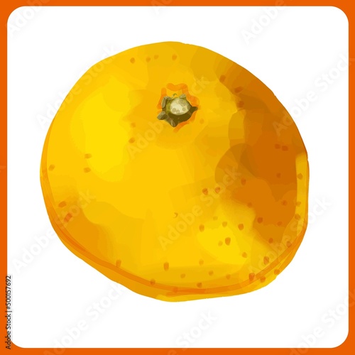 手描き水彩厚塗りのみかんイラスト