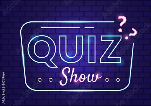 TV Quiz Show with Participants who Answer Questions and Will get Points From the Host on the Studio in Cartoon Illustration