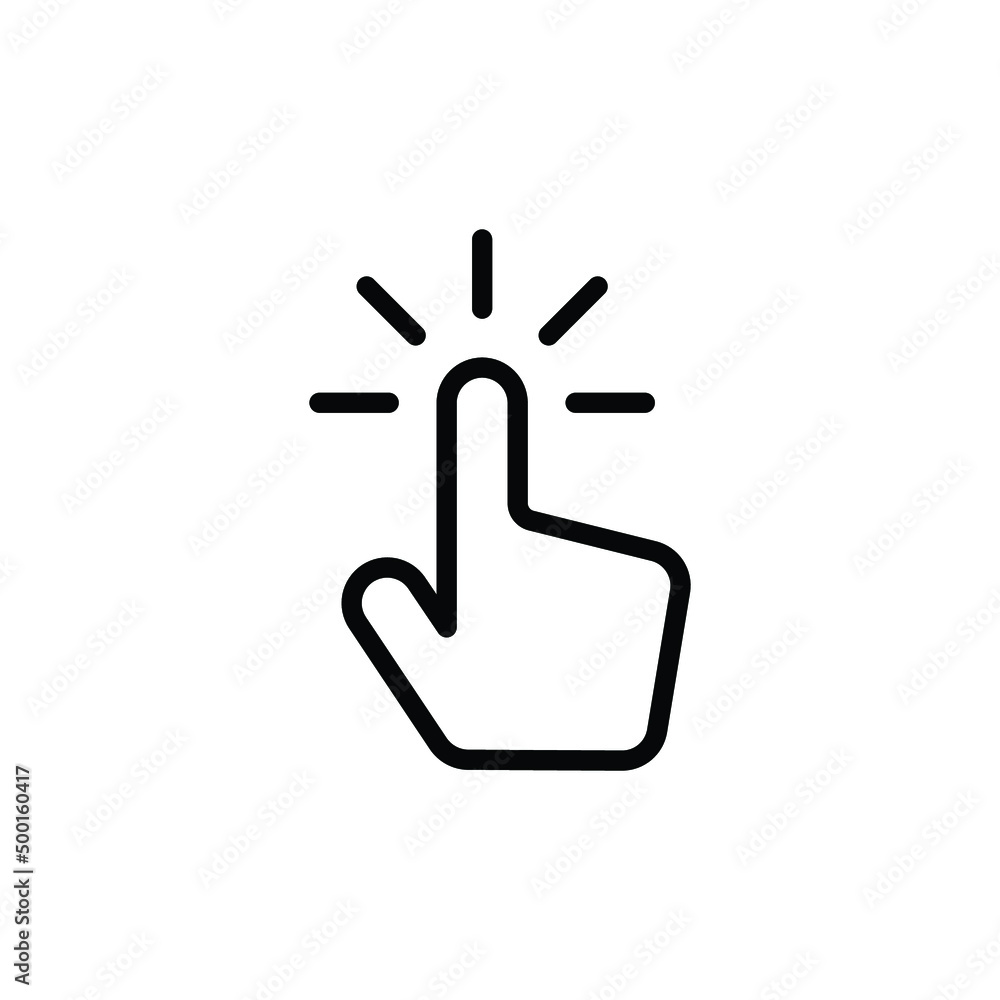 Clicking finger icon. Hand click, pointer symbol. Vector illustration isolated. Simple outline style. EPS 10. Clicking finger icon. Hand click, pointer symbol. Vector illustration isolated. Simple outline style. EPS 10.