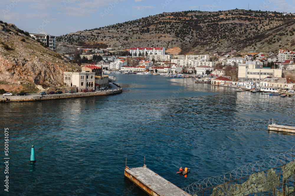 View of Balaklava Bay in spring. Crimea