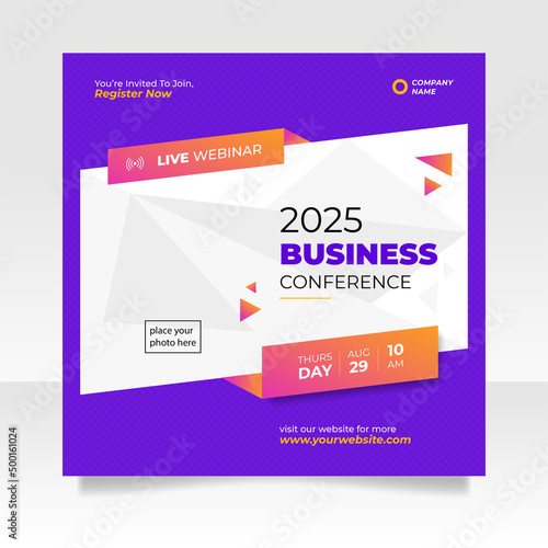Digital marketing live webinar and business conference social media post template