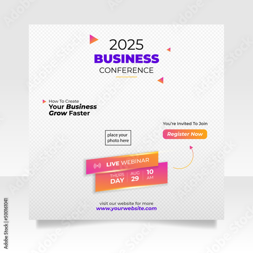 Digital marketing live webinar and business conference social media post template