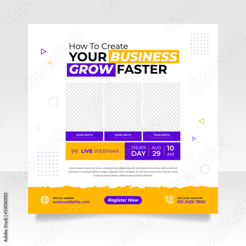 Digital marketing live webinar and business conference social media post template