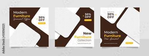 Minimalist furniture and home interior sale banner or social media post template