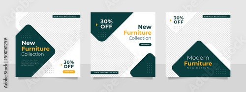 Minimalist furniture and home interior sale banner or social media post template