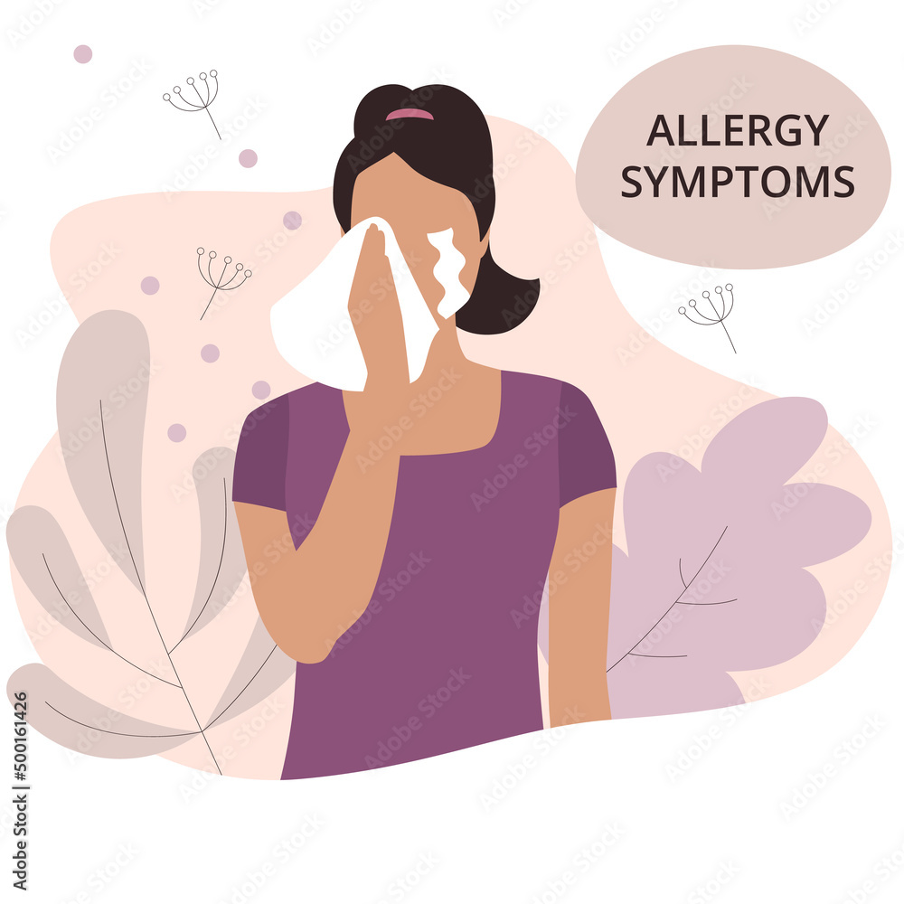 Seasonal allergy. Woman with teary eyes. pollen and flowers allergy Seasonal allergy. Woman with teary eyes. pollen and flowers allergy